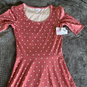 Lularoe Ana maxi dress pink with polka dots